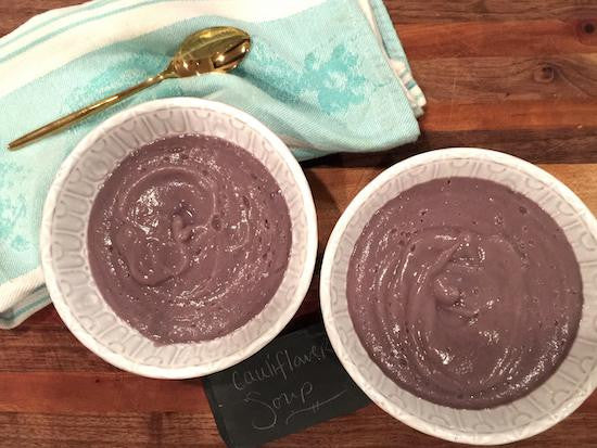 Purple Cauliflower & Roasted Garlic Soup Recipe