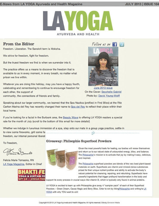 LA Yoga Magazine Newsletter | July 2013-Philosophie